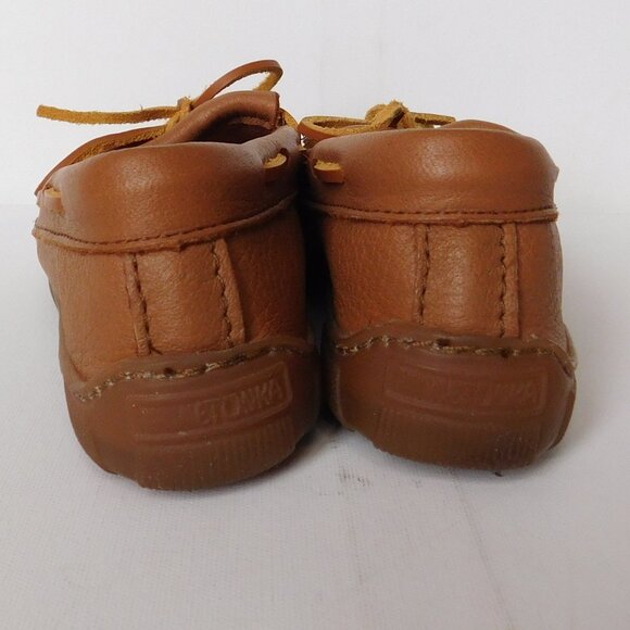 Minnetonka Women's Brown Fringe Moccasin Leather Slip On Shoes 6 Rubber Sole - Picture 5 of 8